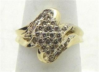 Lady's Diamond Cluster Ring 38 Diamonds .68 Carat T.W. 10K Yellow Gold 4g